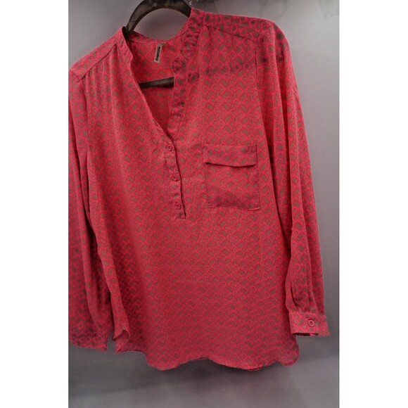 Mittoshop Geometric Patterned Long Sleeve Pink/Grey Office/Casual Blouse Size L - Picture 8 of 9